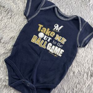 Milwaukee Brewers Shirt Youth 12M Blue White Gold Toddler Infant One Piece MLB